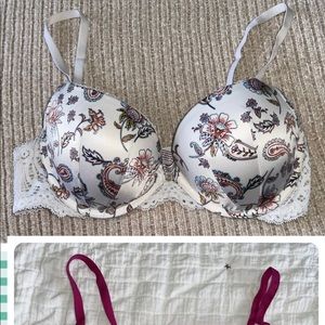 2 34D VictoriasSecret Pink-DreamAngels PaisleyFloral PushUppadded Underwire Bras